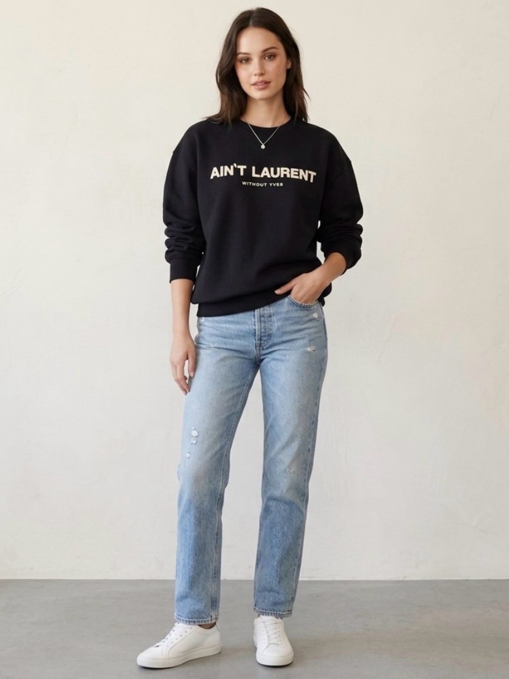 REASON BRAND AINT LAURENT WITHOUT YVES CREWNECK SWEATER SMALL